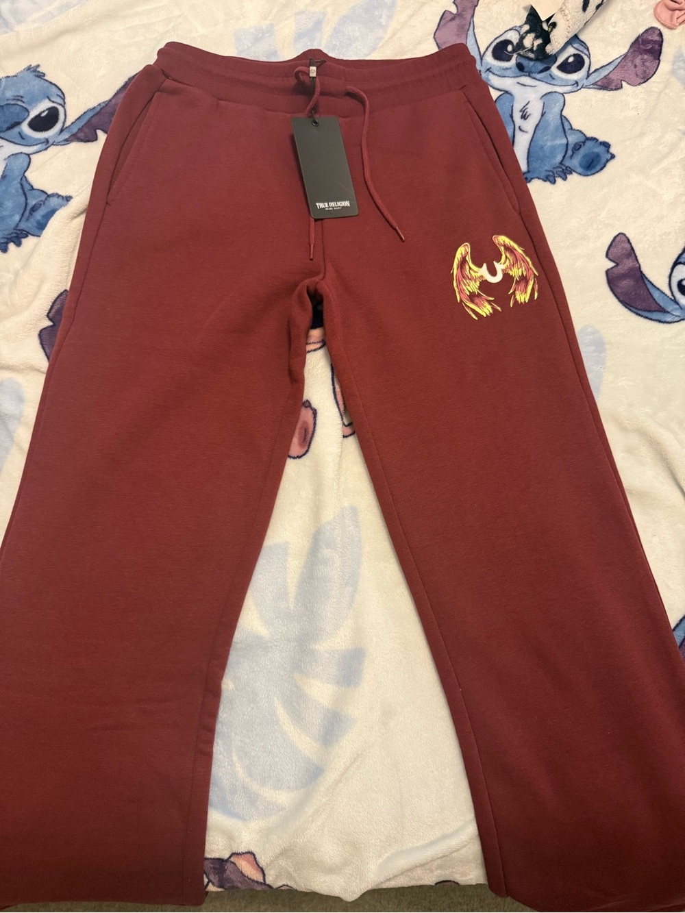True Religion Maroon Drawstring Sweatpants